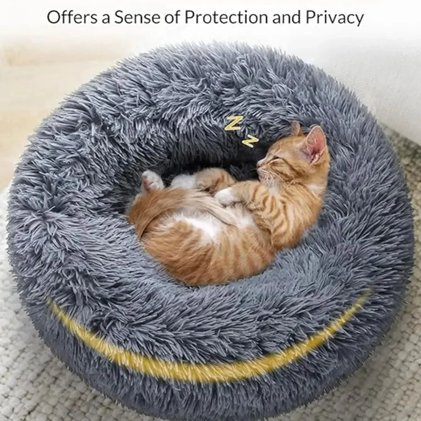 Ultra-Soft Calming Round Pet Bed – Plush Cushion for Cats & Dogs