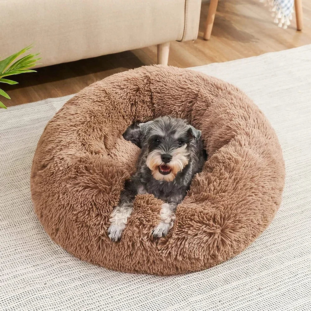 Ultra-Soft Calming Round Pet Bed – Plush Cushion for Cats & Dogs