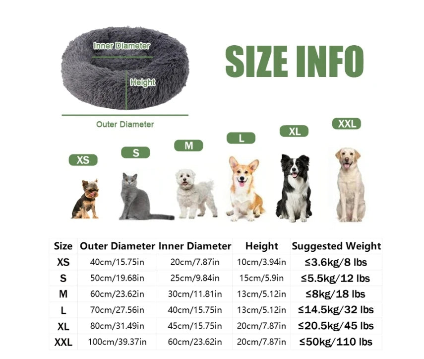 Ultra-Soft Calming Round Pet Bed – Plush Cushion for Cats & Dogs