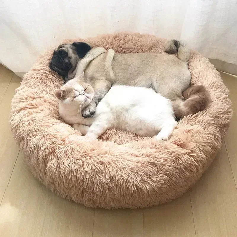 Ultra-Soft Calming Round Pet Bed – Plush Cushion for Cats & Dogs
