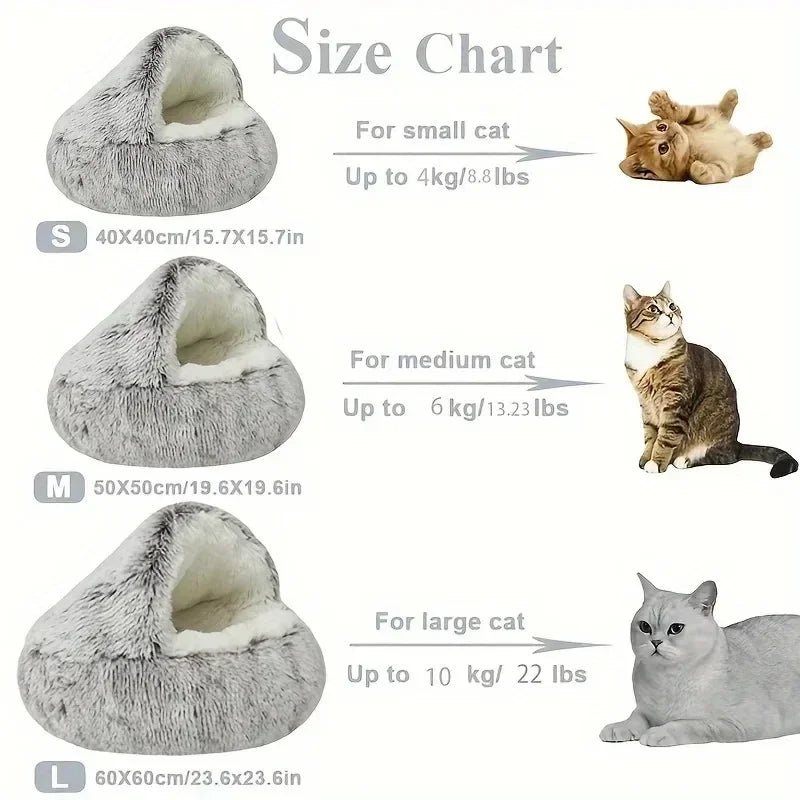 MySnugPet 2-in-1 Hooded Plush Cat & Small-Dog Bed – Self-Warming Winter Nest