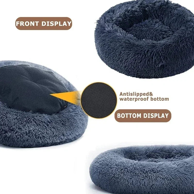 Ultra-Soft Calming Round Pet Bed – Plush Cushion for Cats & Dogs