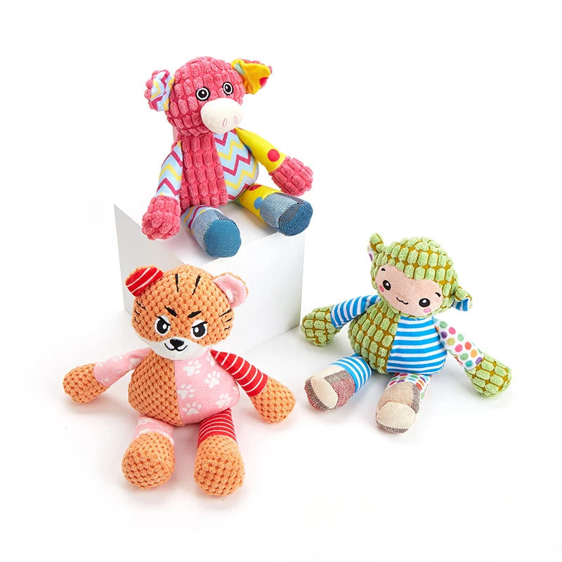 MySnugPet Squeaky Plush Dog Toy – Bite-Resistant Corduroy Friends