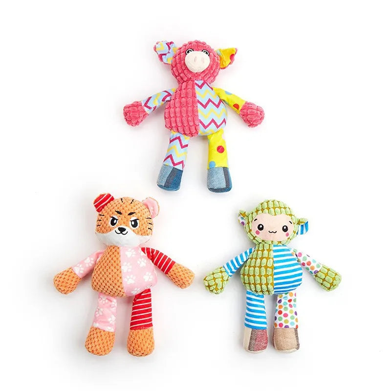 MySnugPet Squeaky Plush Dog Toy – Bite-Resistant Corduroy Friends