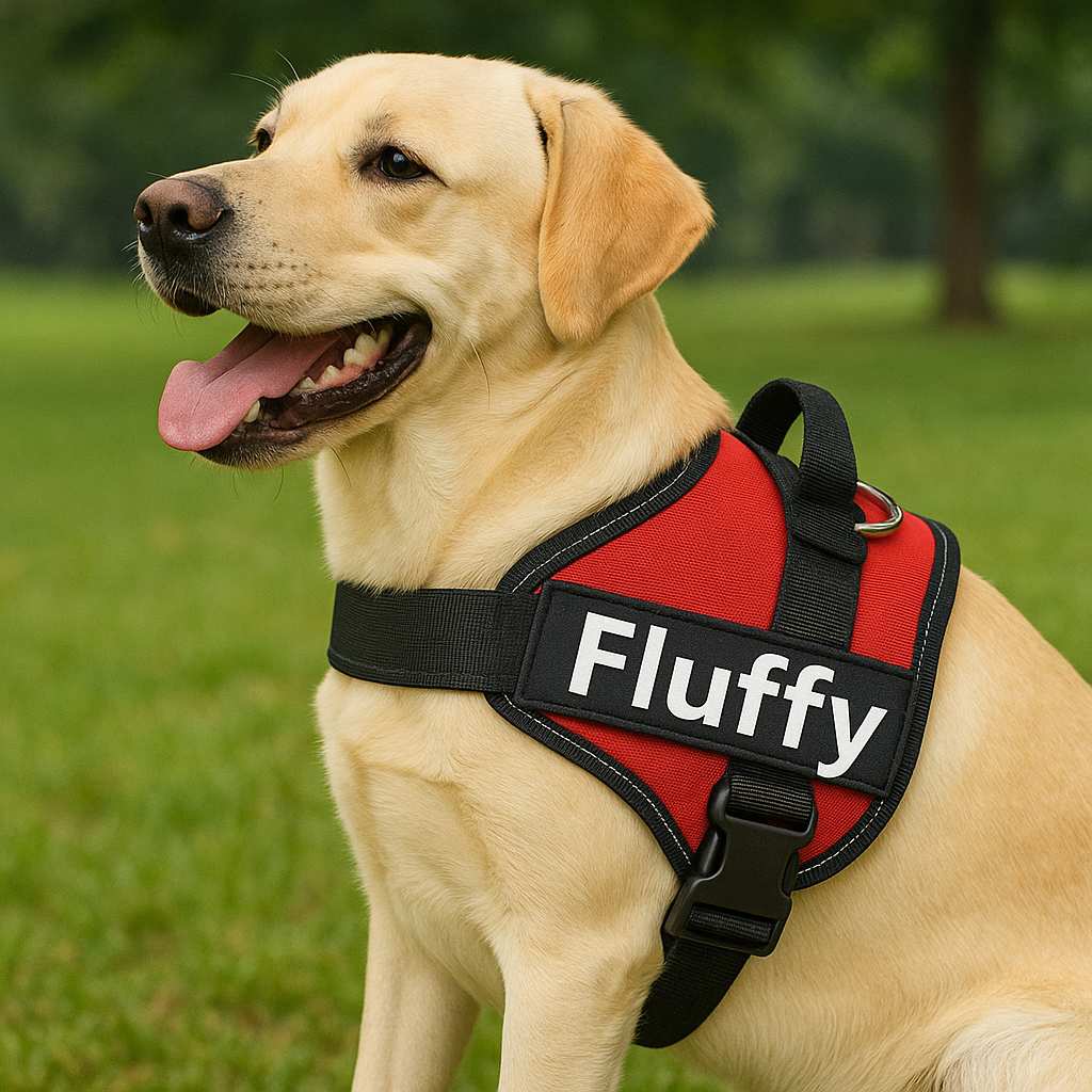 Custom No-Pull Reflective Dog Harness with Personalised Name Patch (XS-XXL)