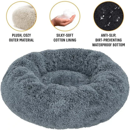Ultra-Soft Calming Round Pet Bed – Plush Cushion for Cats & Dogs