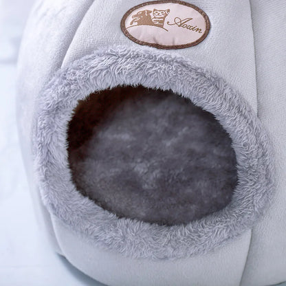 Deluxe Cozy Pet Cave Bed — Hooded Winter Nest for Cats & Small Dogs (M • L • XL)