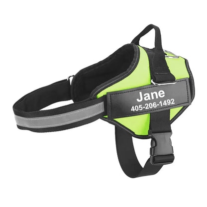 Custom No-Pull Reflective Dog Harness with Personalised Name Patch (XS-XXL)