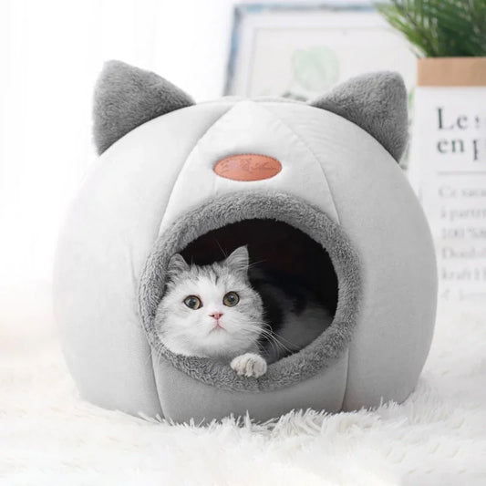 Deluxe Cozy Pet Cave Bed — Hooded Winter Nest for Cats & Small Dogs (M • L • XL)