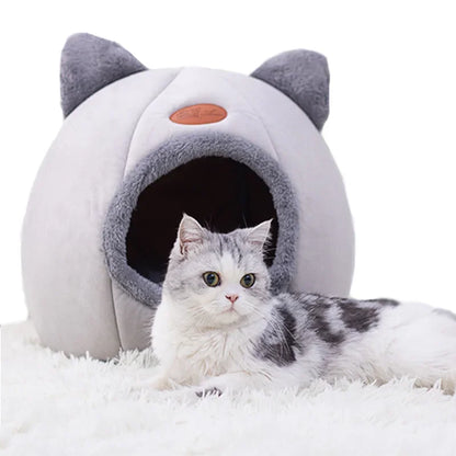 Deluxe Cozy Pet Cave Bed — Hooded Winter Nest for Cats & Small Dogs (M • L • XL)