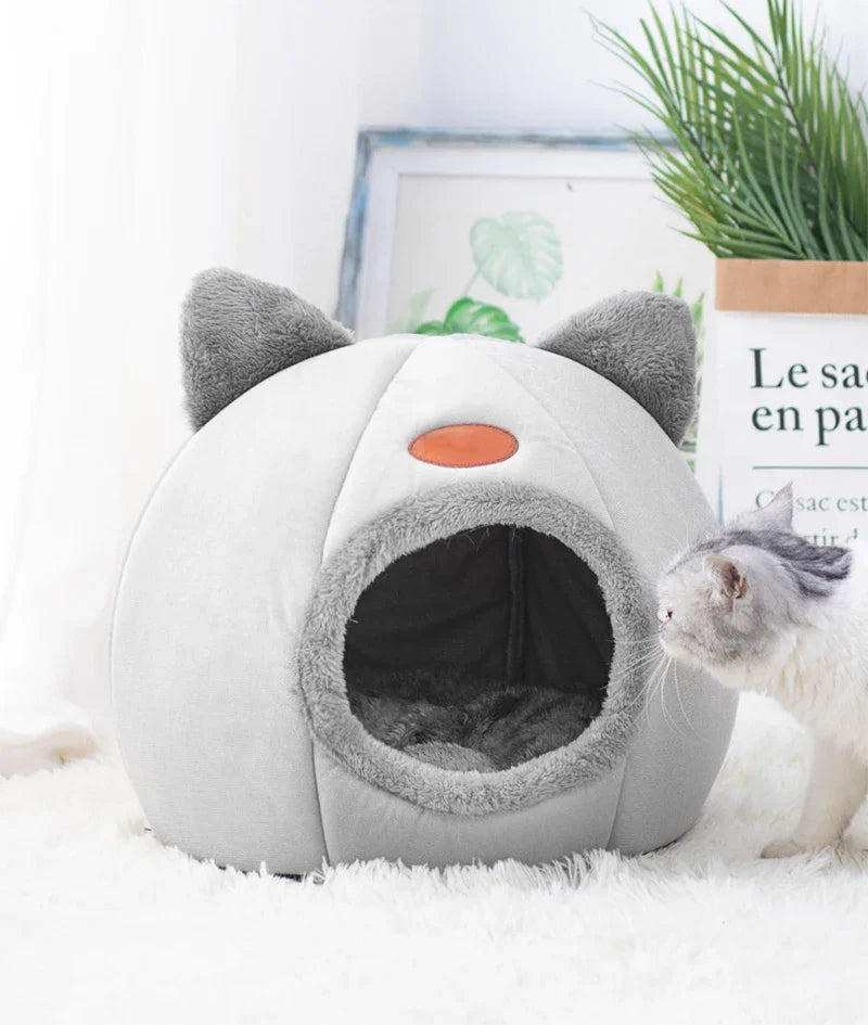 Deluxe Cozy Pet Cave Bed — Hooded Winter Nest for Cats & Small Dogs (M • L • XL)