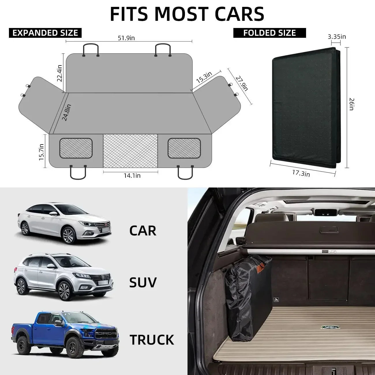 Heavy-Duty Hard-Bottom Car Seat Cover for Dogs