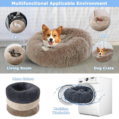 Ultra-Soft Calming Round Pet Bed – Plush Cushion for Cats & Dogs
