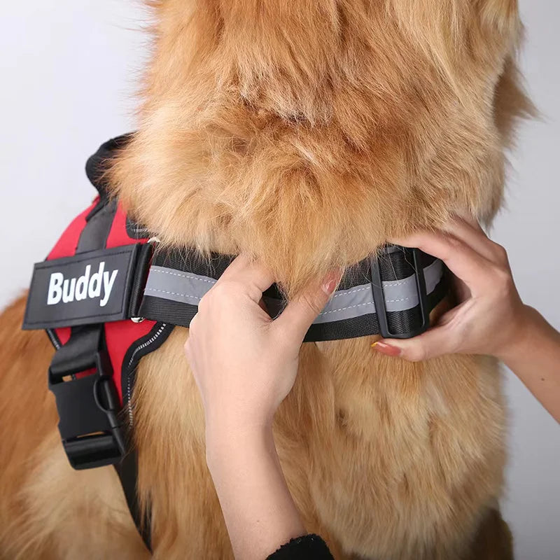 Custom No-Pull Reflective Dog Harness with Personalised Name Patch (XS-XXL)