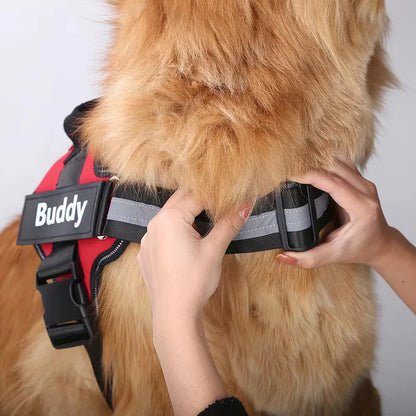 Custom No-Pull Reflective Dog Harness with Personalised Name Patch (XS-XXL)