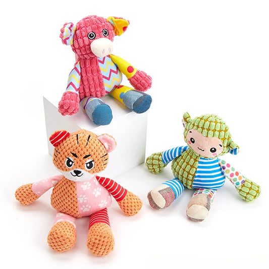 MySnugPet Squeaky Plush Dog Toy – Bite-Resistant Corduroy Friends