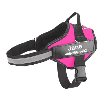 Custom No-Pull Reflective Dog Harness with Personalised Name Patch (XS-XXL)