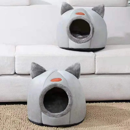 Deluxe Cozy Pet Cave Bed — Hooded Winter Nest for Cats & Small Dogs (M • L • XL)