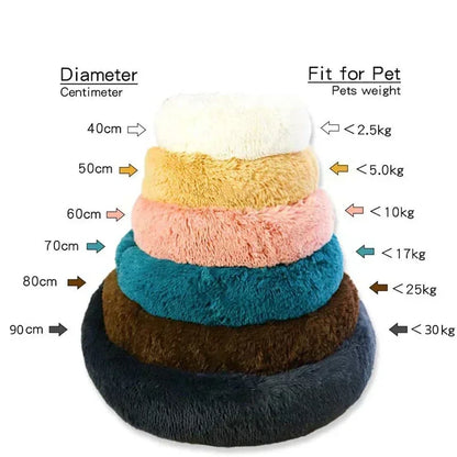 Ultra-Soft Calming Round Pet Bed – Plush Cushion for Cats & Dogs