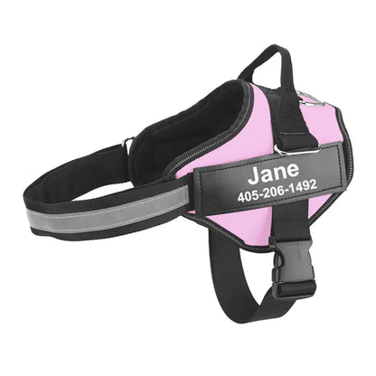 Custom No-Pull Reflective Dog Harness with Personalised Name Patch (XS-XXL)