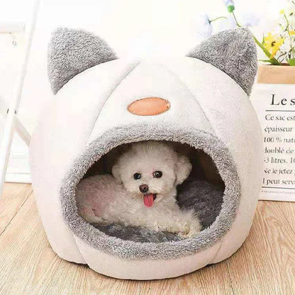 Deluxe Cozy Pet Cave Bed — Hooded Winter Nest for Cats & Small Dogs (M • L • XL)