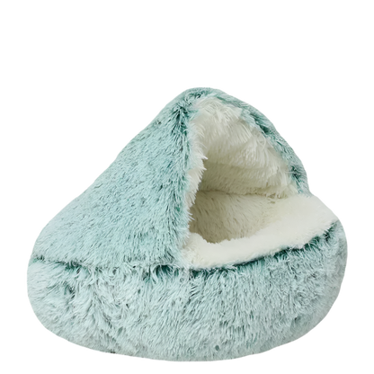 MySnugPet 2-in-1 Hooded Plush Cat & Small-Dog Bed – Self-Warming Winter Nest