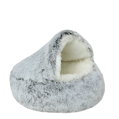 MySnugPet 2-in-1 Hooded Plush Cat & Small-Dog Bed – Self-Warming Winter Nest