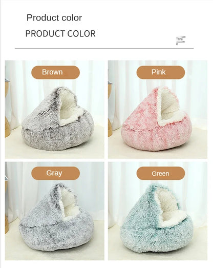 MySnugPet 2-in-1 Hooded Plush Cat & Small-Dog Bed – Self-Warming Winter Nest