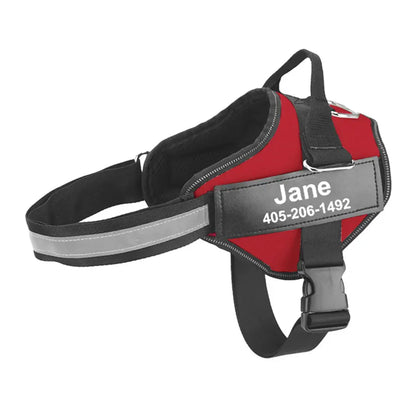 Custom No-Pull Reflective Dog Harness with Personalised Name Patch (XS-XXL)