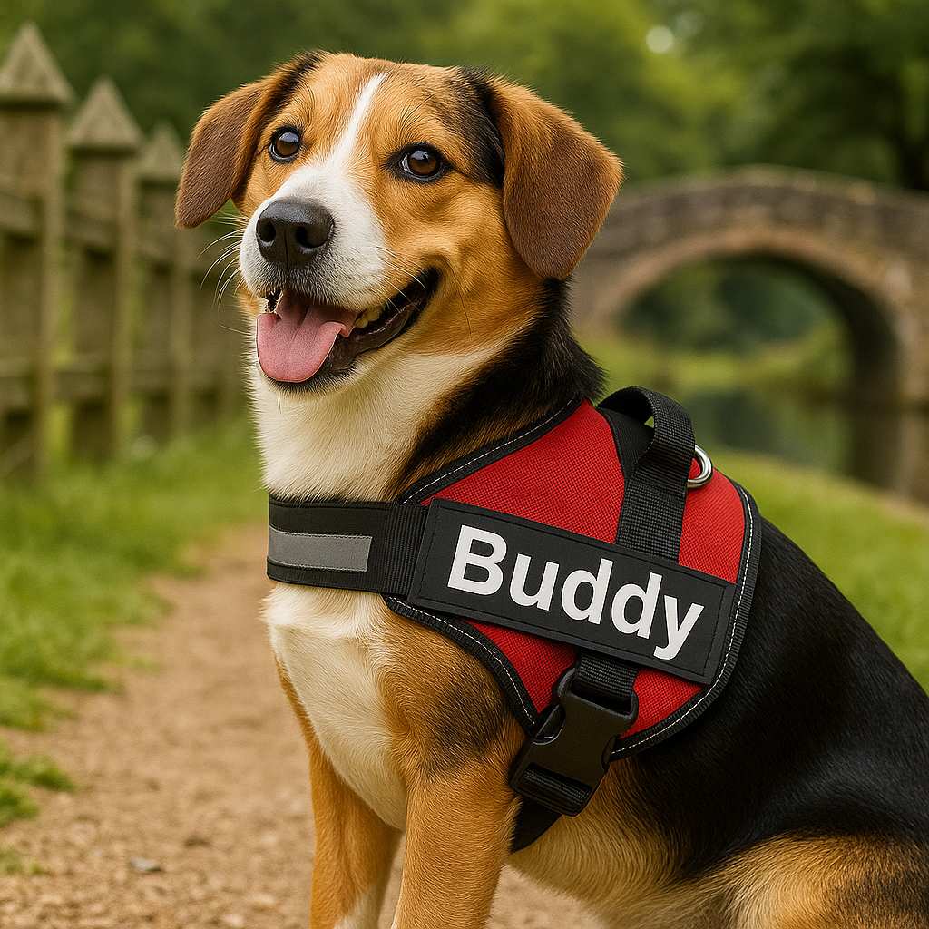 Custom No-Pull Reflective Dog Harness with Personalised Name Patch (XS-XXL)